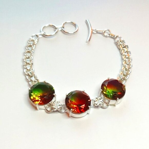 Bi Color Tourmaline Gemstone Handmade Bracelet Jewelry 20 Gms - Picture 1 of 1